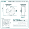 HQ2060S-PL1-SPR 6 x 2 in solid polyurethane swivel caster reference drawing, side, front and top plate views with dimensions