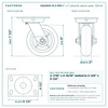 HQ2060S-PL3-PHR 6 x 2 in phenolic swivel caster reference drawing, side, front and top plate views with dimensions