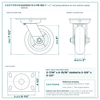 HQ2060S-PL3-PIR-RED 6 x 2 in red polyurethane on iron swivel caster reference drawing, side, front and top plate views with dimensions