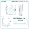 HQ2080R-PL1-PHR 8 x 2 in phenolic rigid caster reference drawing, side, front and top plate views with dimensions