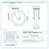 HQ2080S-PL1-PAR-ORG 8 x 2 in polyurethane on aluminum swivel caster reference drawing, side, front and top plate views with dimensions
