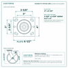 HQ2080S-PL1-PIR-RED-SWB top plate bolt pattern drawing, 4 x 4-1/2 in plate, slotted bolt holes