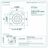 HQ2140S-PL1-PAR-ORG-2L2S top plate bolt pattern drawing, 4 x 4-1/2 in plate, slotted bolt holes