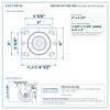 HQ2140S-PL1-PAR-ORG top plate bolt pattern drawing, 4 x 4-1/2 in plate, slotted bolt holes