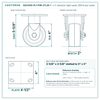 HQ2140S-PL1-PHR-2TL2R 4 x 2 in phenolic rigid caster reference drawing, 800 lb per caster (set of 4: 2 total lock swivel + 2 rigid), side, front and top plate views with dimensions