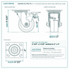 HQ2140S-PL1-PHR-4TL 4 x 2 in phenolic total lock swivel caster reference drawing, 800 lb per caster (set of 4: 4 total lock swivel), side, front and top plate views with dimensions