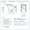 HQ2140S-PL1-PHR 4 x 2 in phenolic total lock swivel caster reference drawing, side, front and top plate views with dimensions