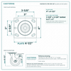 HQ2150S-PL1-PAR-ORG-SET top plate bolt pattern drawing, 4 x 4-1/2 in plate, slotted bolt holes