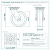 HQ2160S-PL1-PAR-ORG-2L2S 6 x 2 in orange polyurethane swivel caster reference drawing, 1,250 lb per caster (set of 4: 2 total lock swivel + 2 swivel), side, front and top plate views with dimensions