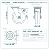 HQ2160S-PL1-PAR-ORG 6 x 2 in orange polyurethane total lock swivel caster reference drawing, side, front and top plate views with dimensions