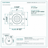 HQ2180S-PL1-PAR-ORG-SET top plate bolt pattern drawing, 4 x 4-1/2 in plate, slotted bolt holes