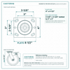 HQ2180S-PL1-PAR-ORG-SET2L2R top plate bolt pattern drawing, 4 x 4-1/2 in plate, slotted bolt holes