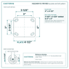 HQ2240R-PL1-PIR-RED top plate bolt pattern drawing, 4 x 4-1/2 in plate, slotted bolt holes