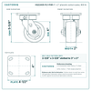 HQ2240S-PL1-PHR 4 x 2 in phenolic swivel caster reference drawing, side, front and top plate views with dimensions