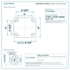 HQ2250S-PL1-SSR top plate bolt pattern drawing, 4 x 4-1/2 in plate, slotted bolt holes