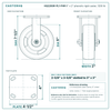 HQ2260R-PL1-PHR 6 x 2 in phenolic rigid caster reference drawing, side, front and top plate views with dimensions