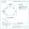 HQ2260R-PL1-PIR-RED top plate bolt pattern drawing, 4 x 4-1/2 in plate, slotted bolt holes