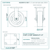 HQ2260R-PL1-SSR 6 x 2 in semi-steel rigid caster reference drawing, side, front and top plate views with dimensions