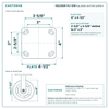 HQ2260R-PL1-SSR top plate bolt pattern drawing, 4 x 4-1/2 in plate, slotted bolt holes
