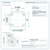 HQ2260S-PL1-DSR top plate bolt pattern drawing, 4 x 4-1/2 in plate, slotted bolt holes