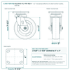 HQ2260S-PL1-PIR-RED 6 x 2 in red polyurethane on steel swivel caster reference drawing, side, front and top plate views with dimensions