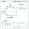 HQ2260S-PL1-PIR-RED top plate bolt pattern drawing, 4 x 4-1/2 in plate, slotted bolt holes