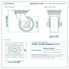 HQ2340S-PL1-TPR 4 x 2 in TPR swivel caster reference drawing, side, front and top plate views with dimensions