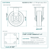 HQ2360R-PL1-TPR 6 x 2 in TPR rigid caster reference drawing, side, front and top plate views with dimensions
