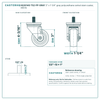 HQ3014S-TS2-PP-GRAY 3" x 1-1/4" gray polyurethane swivel stem caster, 300 lb reference drawing, 1/2"-13 x 1" threaded stem, side, front and stem views with dimensions
