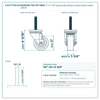HQ3014S-TS2-PP-GRAY 3" x 1-1/4" gray polyurethane swivel stem caster, 300 lb reference drawing, 1/2"-13 x 2-3/4" threaded stem, side, front and stem views with dimensions