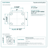 Top plate bolt pattern drawing, 4 in x 4-1/2 in plate, 2-5/8 in x 3-5/8 in slotted to 3 in x 3 in, slotted bolt holes