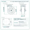 5 x 2 in Glass-Filled Nylon kingpinless swivel caster reference drawing, 4 in x 4-1/2 in top plate, side, front and top plate views with dimensions