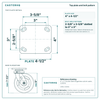 Top plate bolt pattern drawing, 4 in x 4-1/2 in plate, 2-5/8 in x 3-5/8 in slotted to 3 in x 3 in, slotted bolt holes
