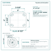 Top plate bolt pattern drawing, 4 in x 4-1/2 in plate, 2-5/8 in x 3-5/8 in slotted to 3 in x 3 in, slotted bolt holes