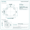 Top plate bolt pattern drawing, 4 in x 4-1/2 in plate, 2-5/8 in x 3-5/8 in slotted to 3 in x 3 in, slotted bolt holes