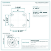 Top plate bolt pattern drawing, 4 in x 4-1/2 in plate, 2-5/8 in x 3-5/8 in slotted to 3 in x 3 in, slotted bolt holes