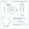 8 x 2 in Ductile Steel kingpinless swivel caster reference drawing, 4 in x 4-1/2 in top plate, side, front and top plate views with dimensions