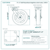 8 x 2 in Solid Polyurethane kingpinless swivel caster reference drawing, 4 in x 4-1/2 in top plate, side, front and top plate views with dimensions