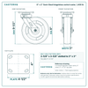 8 x 2 in Semi-Steel kingpinless swivel caster reference drawing, 4 in x 4-1/2 in top plate, side, front and top plate views with dimensions