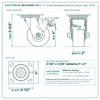 MD4X2SBSP-TLB 4 x 2 in solid polyurethane total lock swivel caster reference drawing, side, front and top plate views with dimensions