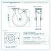 MD8X2SBSP-TLB 8 x 2 in solid polyurethane total lock swivel caster reference drawing, side, front and top plate views with dimensions
