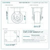 S34-R-420-HPO-03 4 x 2 in polyolefin rigid caster reference drawing, side, front and top plate views with dimensions