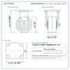 S34-R-420-RN-03 4 x 2 in nylon rigid caster reference drawing, side, front and top plate views with dimensions