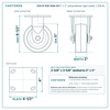 S34-R-520-DUA-03 5 x 2 in polyurethane rigid caster reference drawing, side, front and top plate views with dimensions