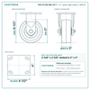 S34-R-520-MU-03 5 x 2 in nylon rigid caster reference drawing, side, front and top plate views with dimensions