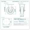 S34-R-520-PPR-03 5 x 2 in rubber rigid caster reference drawing, side, front and top plate views with dimensions