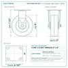 S34-R-620-PH-03 6 x 2 in phenolic rigid caster reference drawing, side, front and top plate views with dimensions