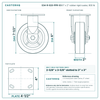 S34-R-620-PPR-03 6 x 2 in rubber rigid caster reference drawing, side, front and top plate views with dimensions