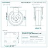S34-R-620-RN-03 6 x 2 in nylon rigid caster reference drawing, side, front and top plate views with dimensions