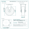 S34-R-620-SPU-03 6 x 2 in polyurethane rigid caster reference drawing, side, front and top plate views with dimensions